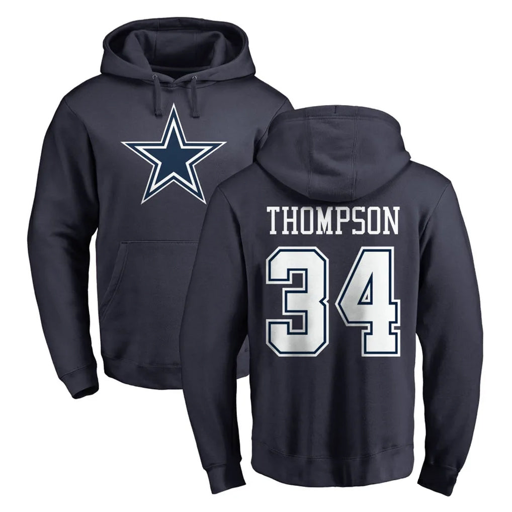 D.Cowboys #34 Jalen Thompson Player Navy Pullover Hoodies Limited ROCER Stitched Jerseys
