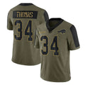 B.Bills #34 Thurman Thomas Player Olive Salute To Service Limited ROCER Stitched Jerseys