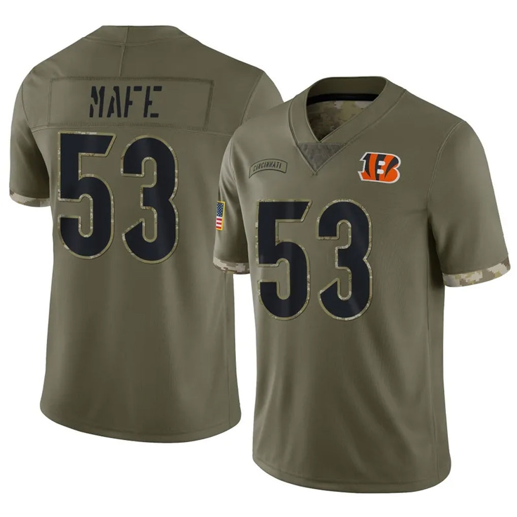 C.Bengals #53 Boye Mafe Player Olive Salute to Service Limited Game ROCER Stitched Jerseys