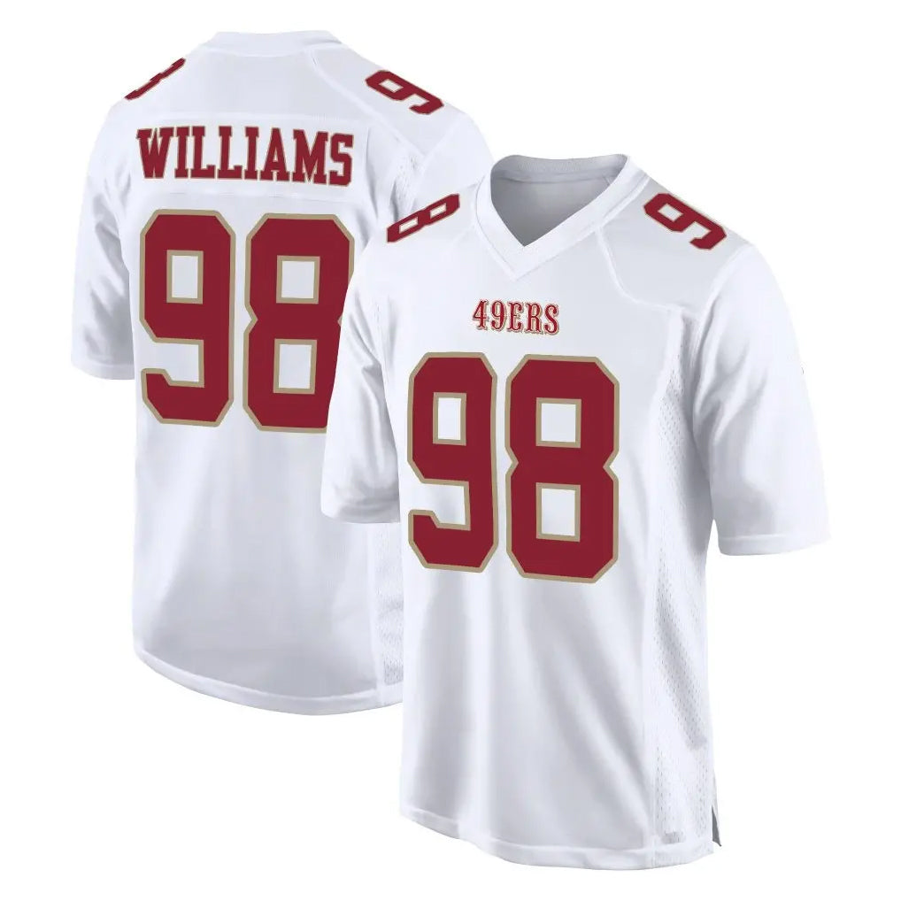 SF.49ers #98 Mykel Williams Player White Fashion Home Game ROCER Stitched Jerseys
