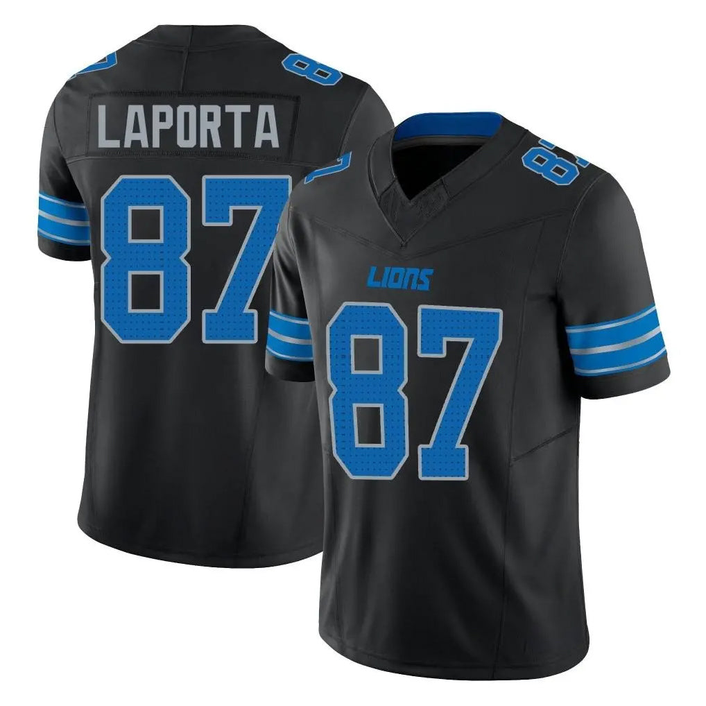 D.Lions #87 Sam LaPorta Player Black Alternate Vapor F.U.S.E. Limited Home Game ROCER Stitched Jerseys