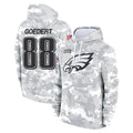 P.Eagles #88 Dallas Goedert Player Arctic Camo Salute to Service Pullover Hoodies Limited Game ROCER Stitched Jerseys