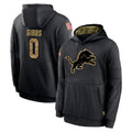 D.Lions #0 Jahmyr Gibbs Player Black Salute to Service Hoodies Limited Game ROCER Stitched Jerseys
