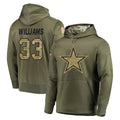 D.Cowboys #33 Javonte Williams Player Olive Salute to Service Pullover Hoodies Home Game ROCER Stitched Jerseys