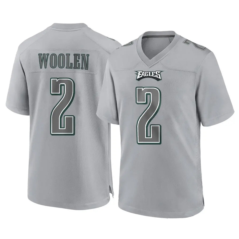 P.Eagles #2 Riq Woolen Player Gray Atmosphere Fashion Home Game ROCER Stitched Jerseys