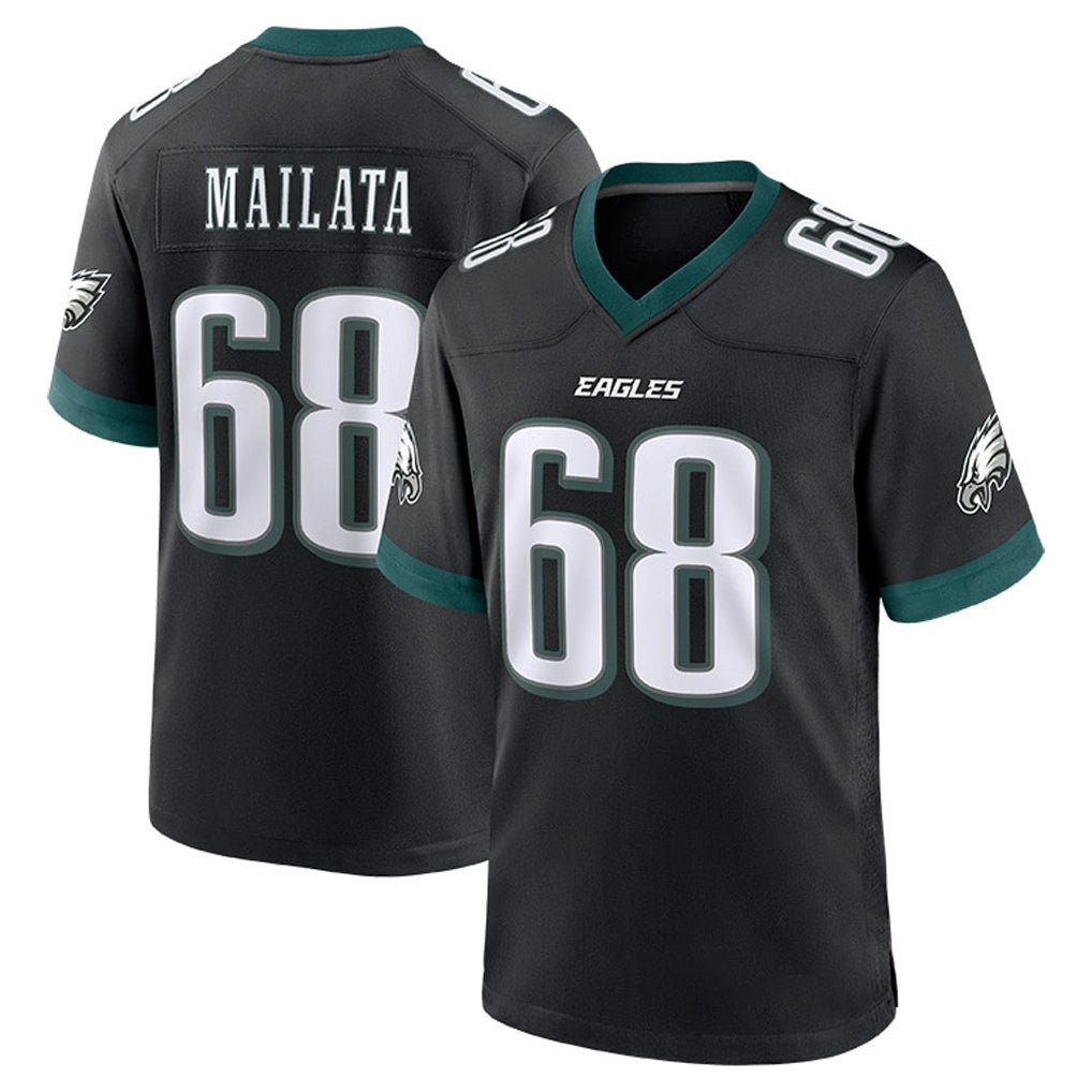 P.Eagles #68 Jordan Mailata Player Black Game Home ROCER Stitched Jerseys