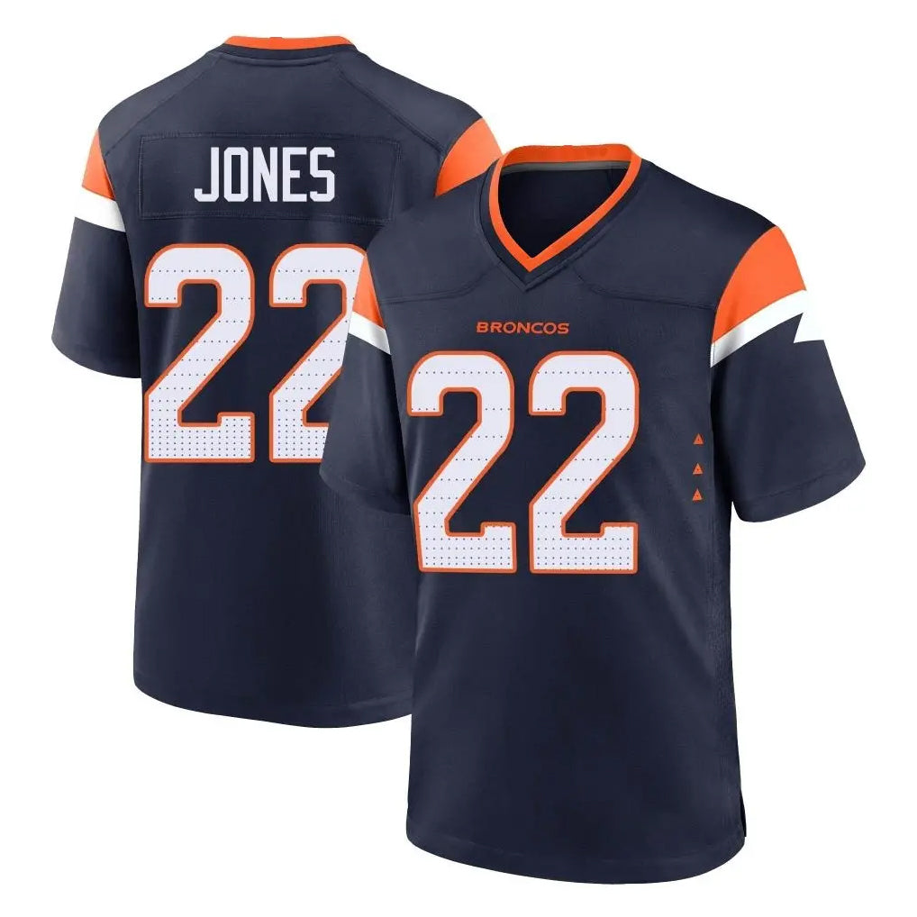 D.Broncos #22 Brandon Jones Player Navy Home Game ROCER Stitched Jerseys