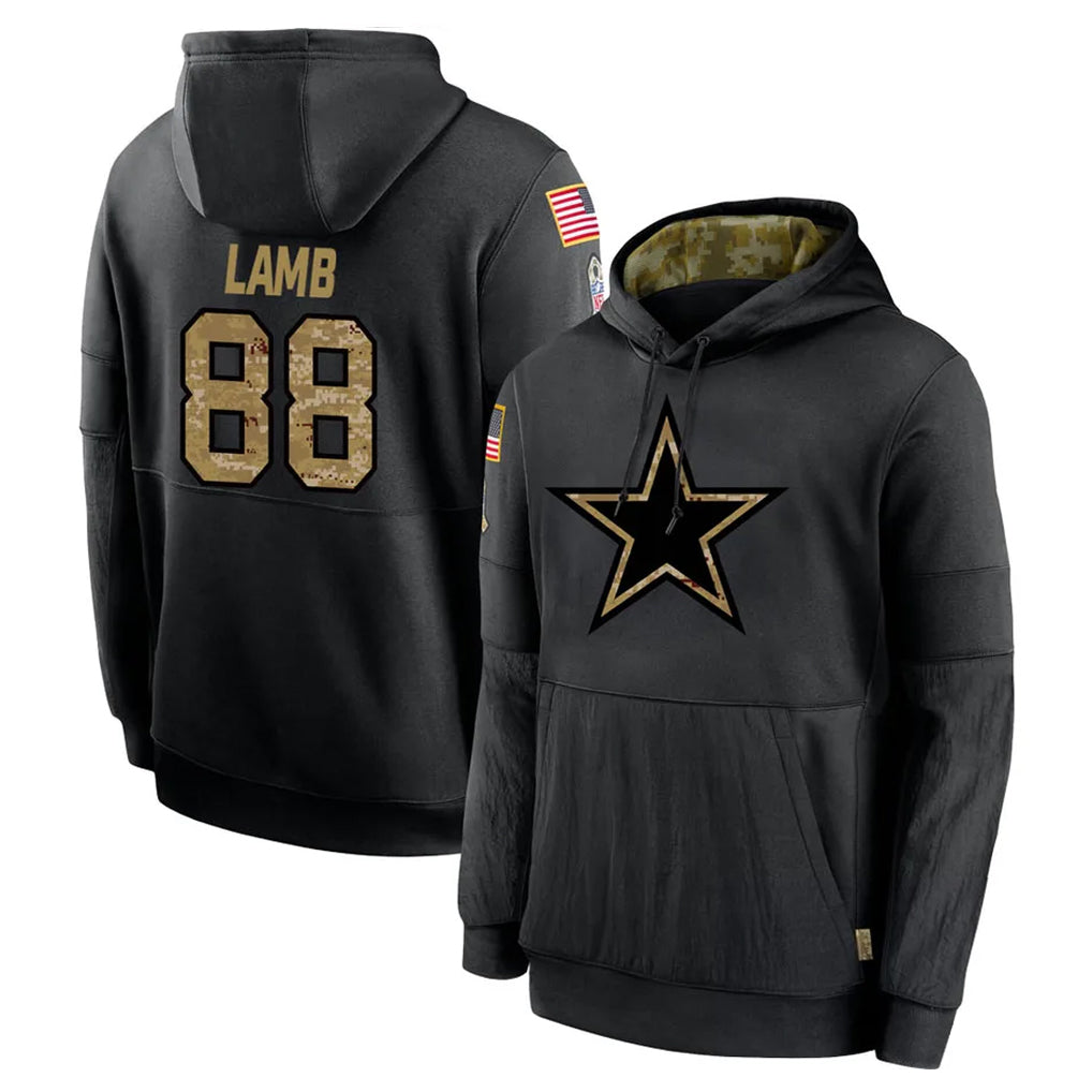 D.Cowboys #88 CeeDee Lamb Player Black Salute to Service Pullover Hoodies Limited ROCER Stitched Jerseys