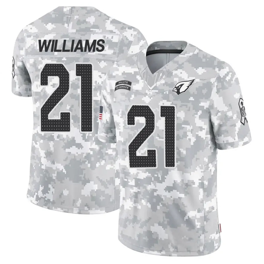A.Cardinals #21 Garrett Williams Player Camo Salute to Service Limited ROCER Stitched Jerseys
