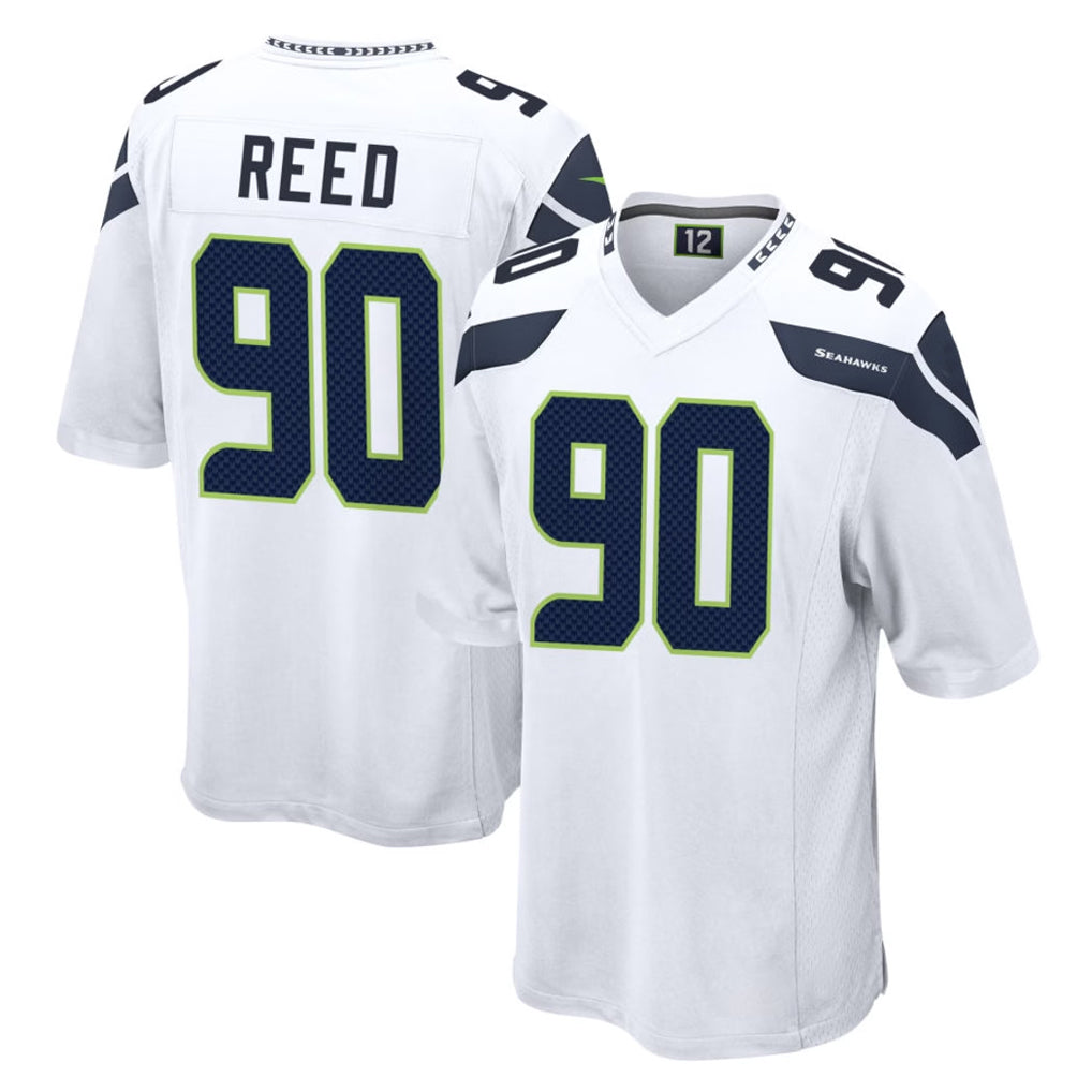 S.Seahawks #90 Jarran Reed Player White Home Game ROCER Stitched Jerseys