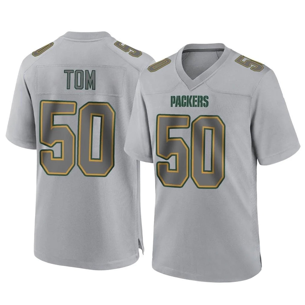 GB.Packers #50 Zach Tom Player Gray Atmosphere Fashion Home Game ROCER Stitched Jerseys