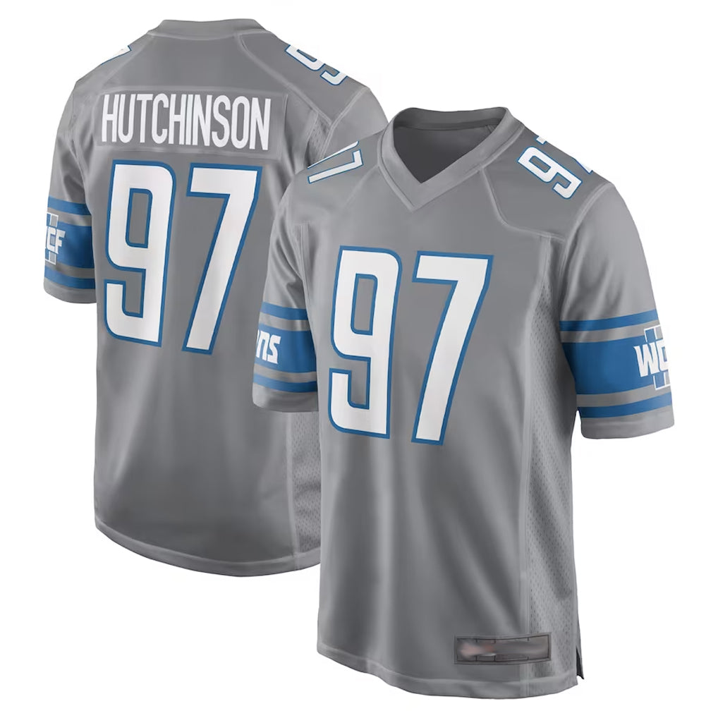D.Lions #97 Aidan Hutchinson Player Gray Home Game ROCER Stitched Jerseys