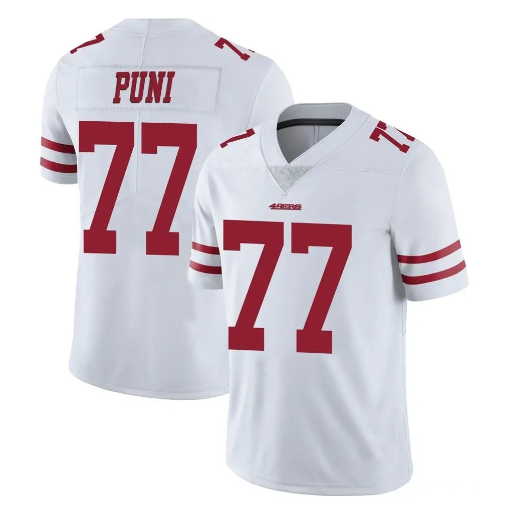 SF.49ers #77 Dominick Puni Player White Limited Vapor Untouchable Home Game ROCER Stitched Jerseys