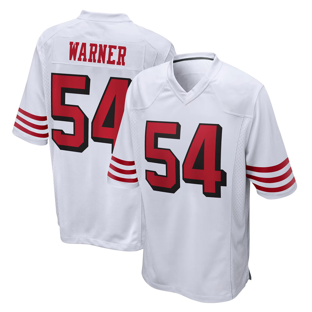 SF.49ers #54 Fred Warner Player White Limited Home Game ROCER Stitched Jerseys