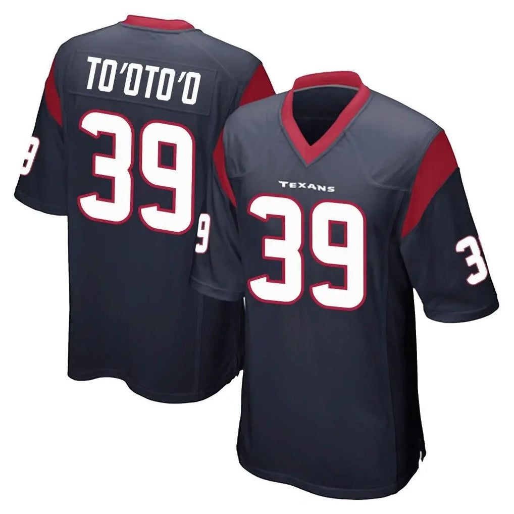 H.Texans #39 Henry To'oTo'o Player Navy Home Game ROCER Stitched Jerseys