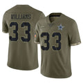D.Cowboys #33 Javonte Williams Player Olive Salute to Service Limited Game ROCER Stitched Jerseys