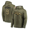 D.Broncos #9 Talanoa Hufanga Player Olive Salute to Service Pullover Hoodies Home Game ROCER Stitched Jerseys