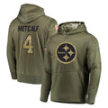 P.Steelers #4 DK Metcalf Player Olive Salute to Service Pullover Hoodie Home Game ROCER Stitched Jerseys