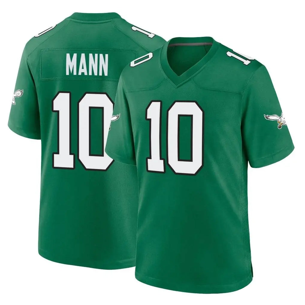 P.Eagles #10 Braden Mann Player Green Kelly Alternate Home Game ROCER Stitched Jerseys