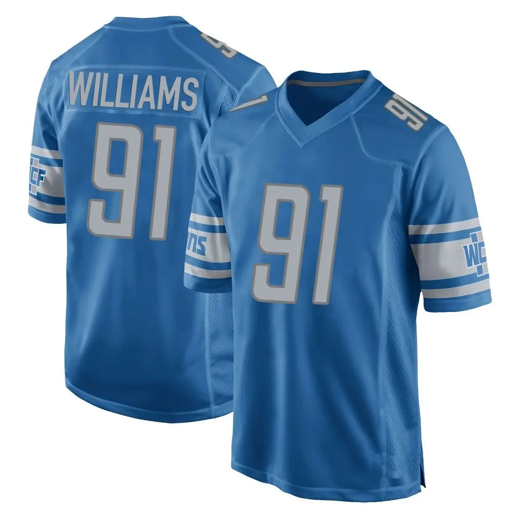 D.Lions #91 Tyleik Williams Player Blue Home Game ROCER Stitched Jerseys