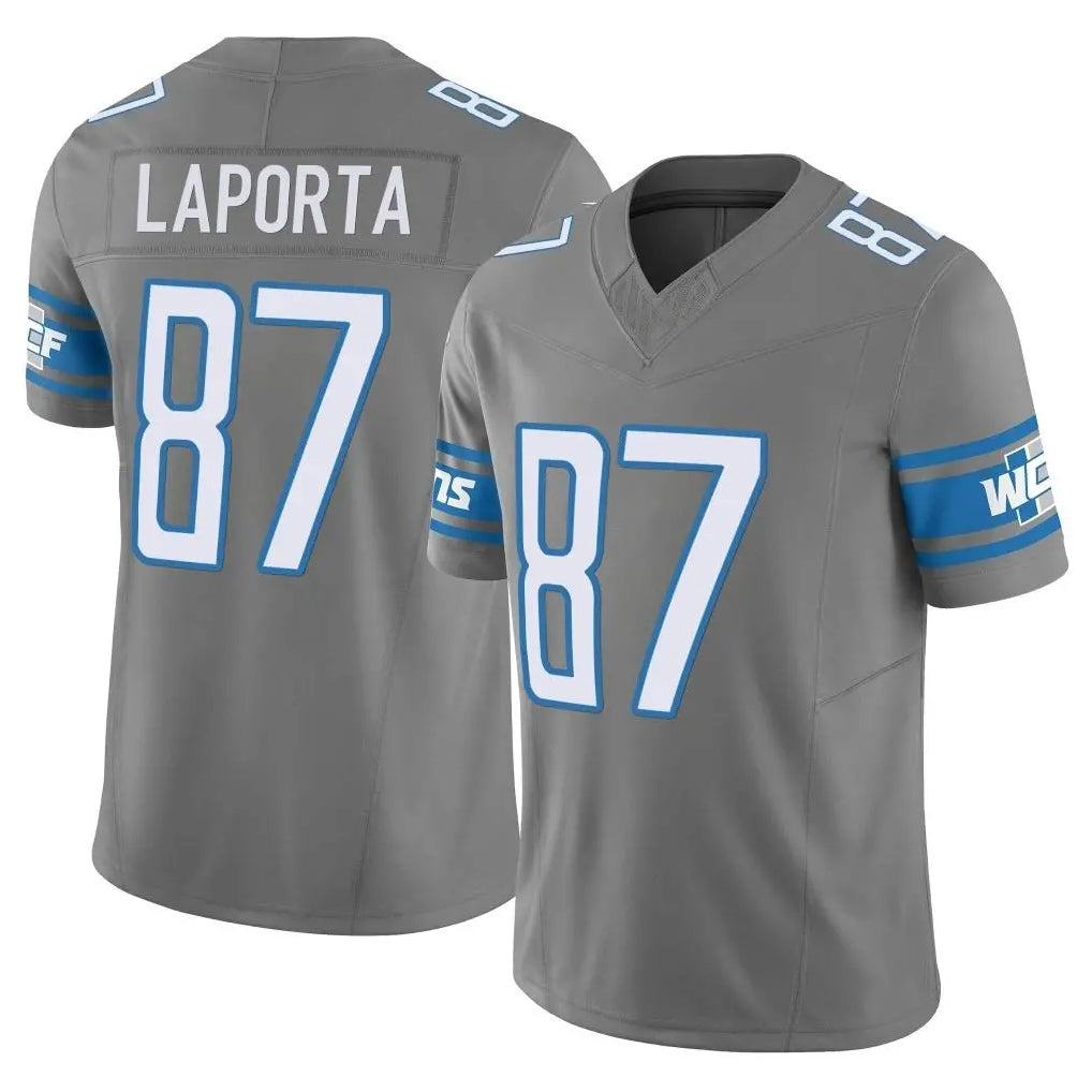 D.Lions #87 Sam LaPorta Player Gray Vapor F.U.S.E. Limited Home Game ROCER Stitched Jerseys