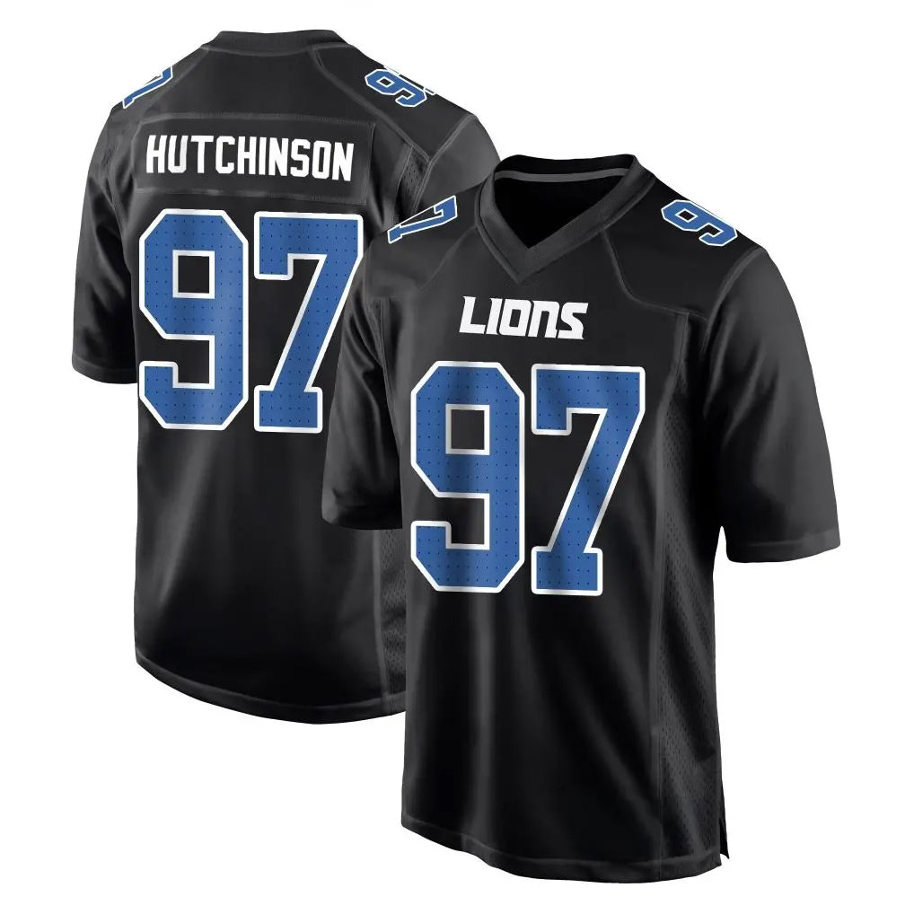 D.Lions #97 Aidan Hutchinson Player Black Fashion Home Game ROCER Stitched Jerseys