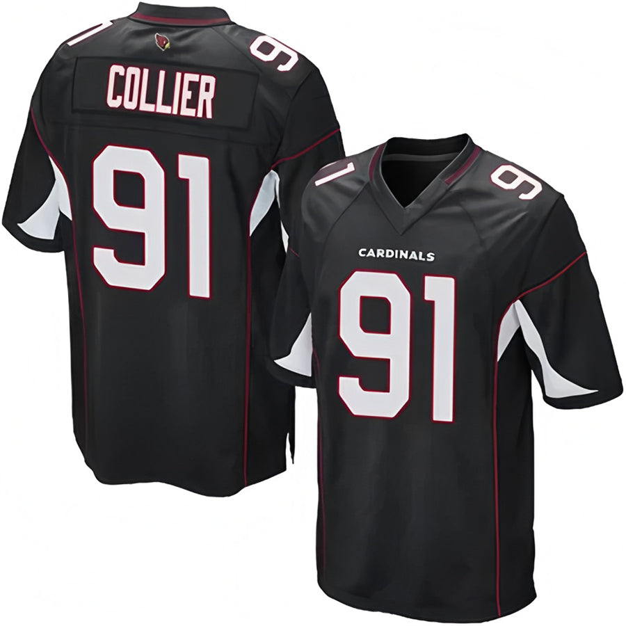 A.Cardinals #91 L.J. Collier Player Black Game ROCER Stitched Jerseys