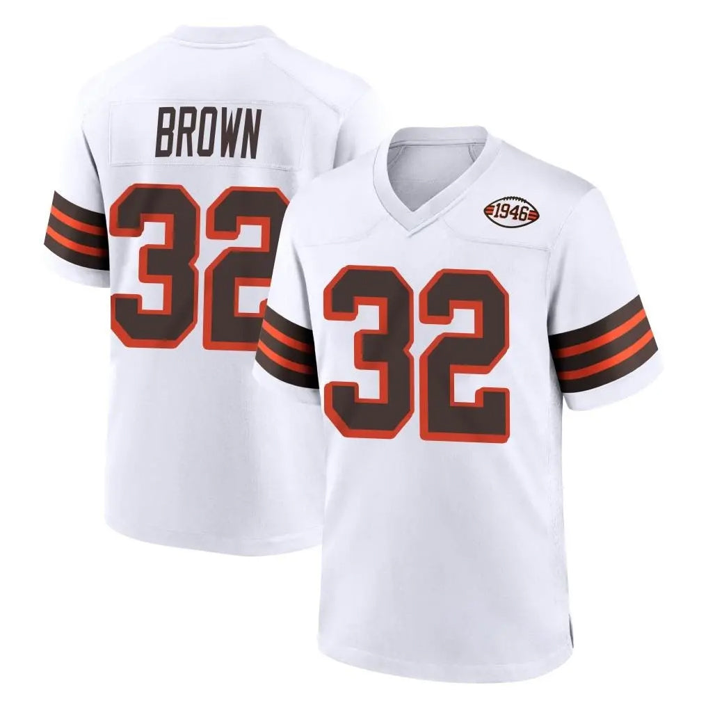 C.Browns #32 Jim Brown Player White Alternate Home Game ROCER Stitched Jerseys