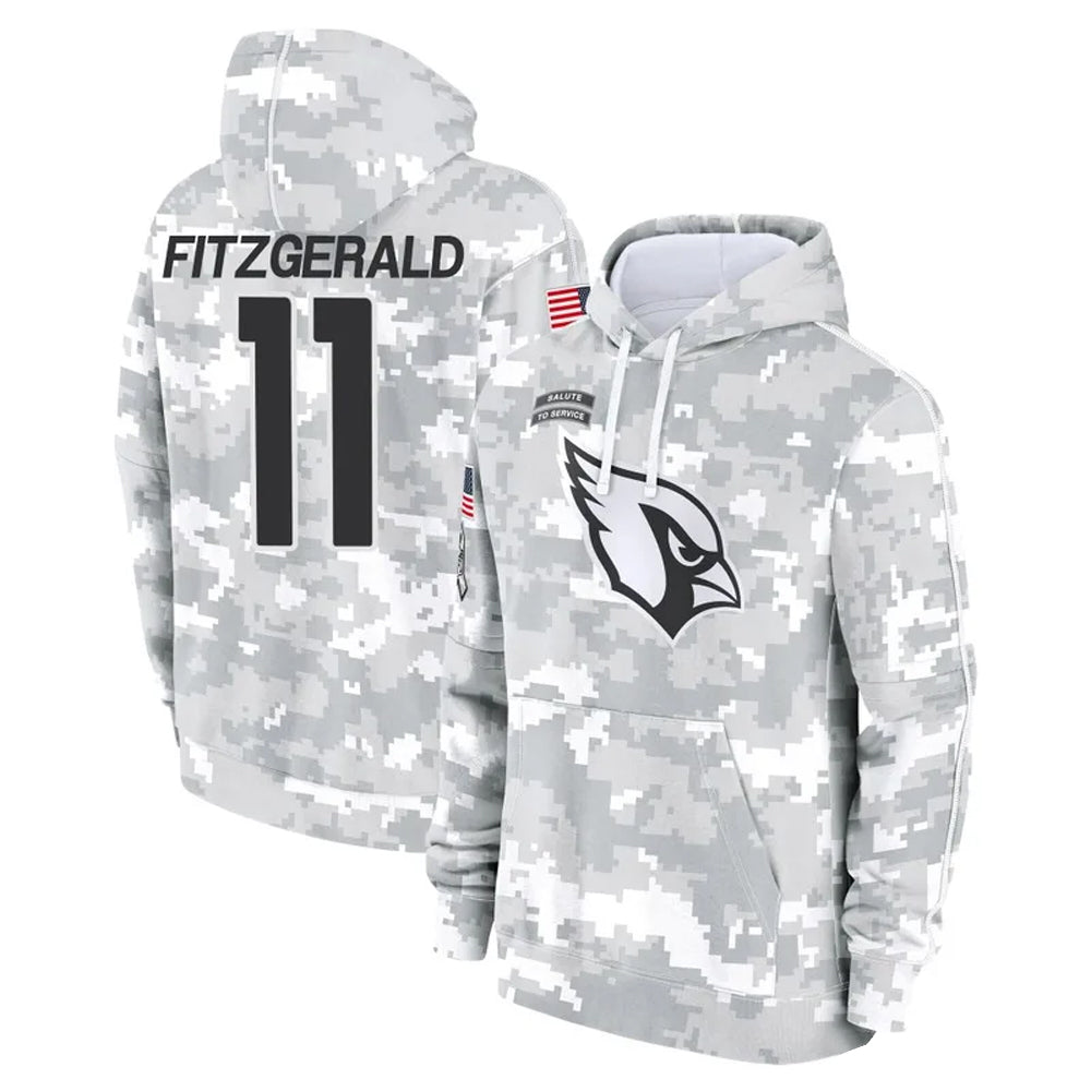A.Cardinals #11 Larry Fitzgerald Player Arctic Camo Salute to Service Limited Hoodie ROCER Stitched Jerseys