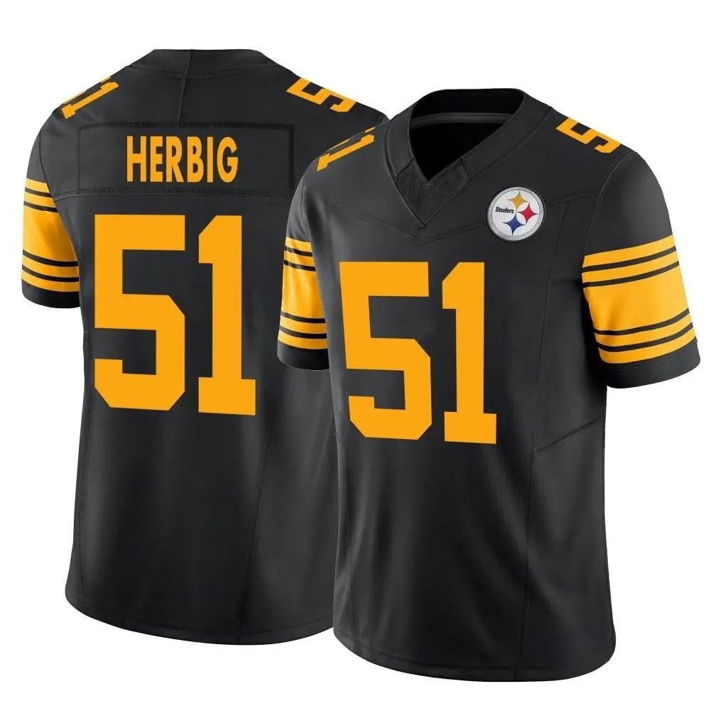 P.Steelers #51 Nick Herbig Player Black Limited 2nd Alternate Vapor F.U.S.E. Home Game ROCER Stitched Jerseys