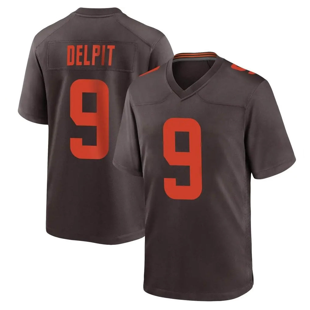 C.Browns #9 Grant Delpit Player Brown Alternate Home Game ROCER Stitched Jerseys
