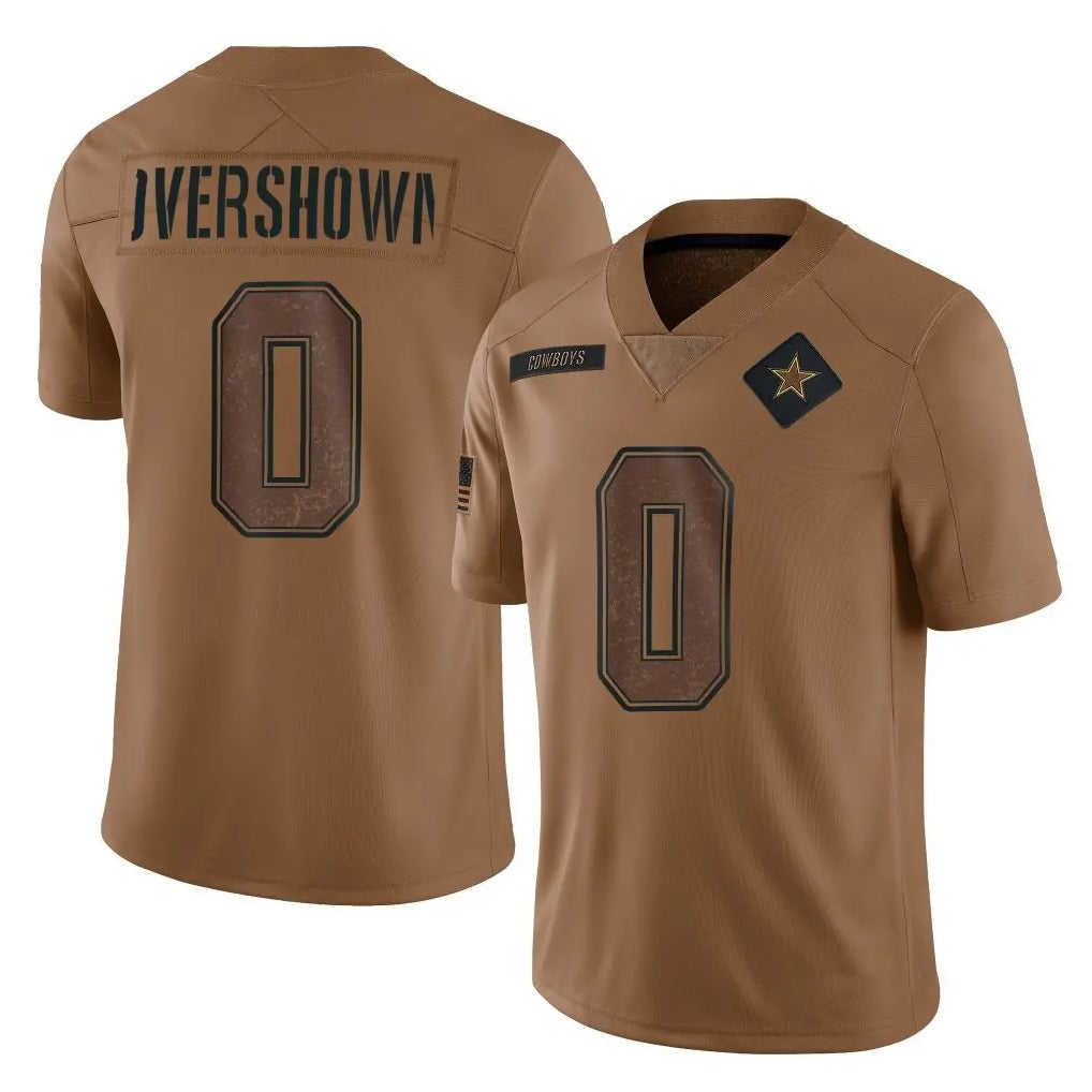 D.Cowboys #0 DeMarvion Overshown Player Brown Salute to Service Limited Home Game ROCER Stitched Jerseys