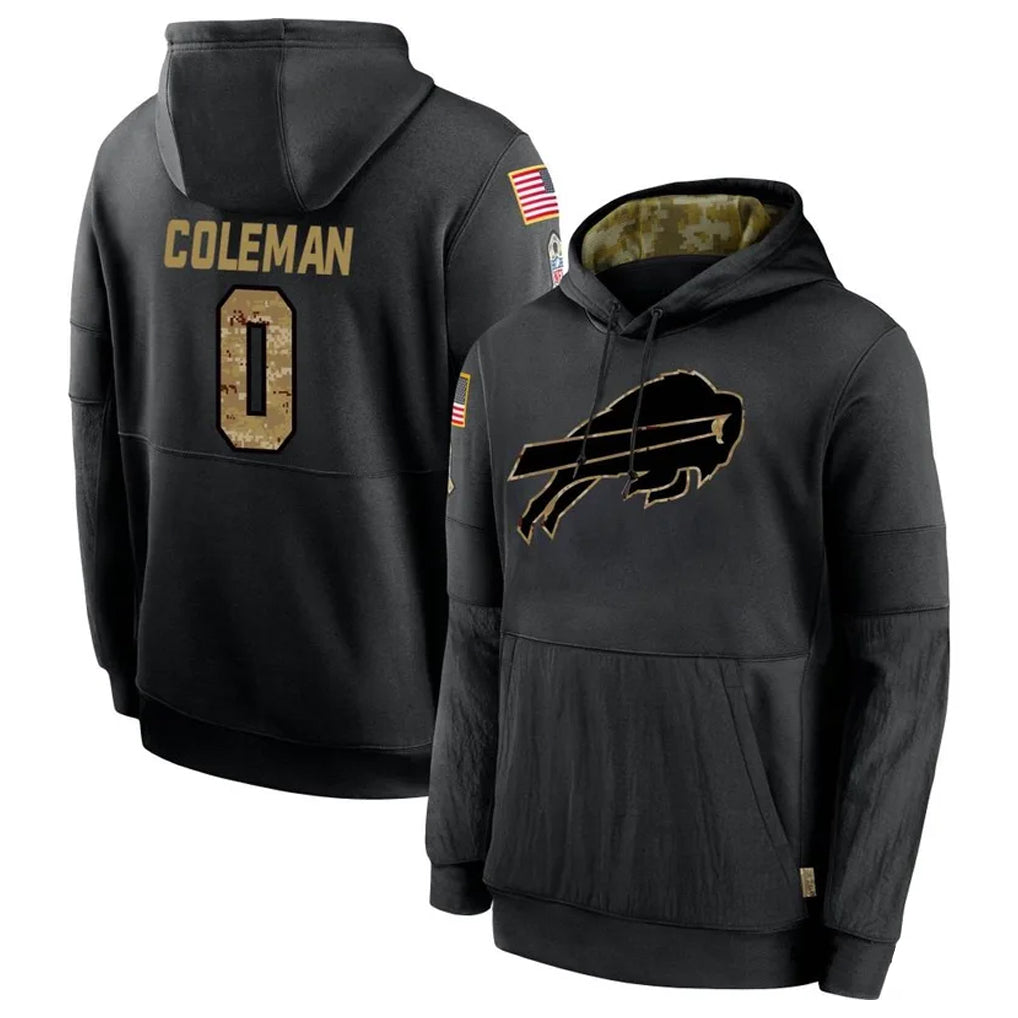 B.Bills #0 Keon Coleman Player Black Salute to Service Hoodies ROCER Stitched Jersey