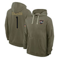 D.Broncos #1 Evan Engram Player Olive Salute to Service Pullover Hoodies Limited ROCER Stitched Jerseys