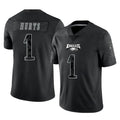 P.Eagles #1 Jalen Hurts Player Black Reflective Limited Home Game ROCER Stitched Jerseys