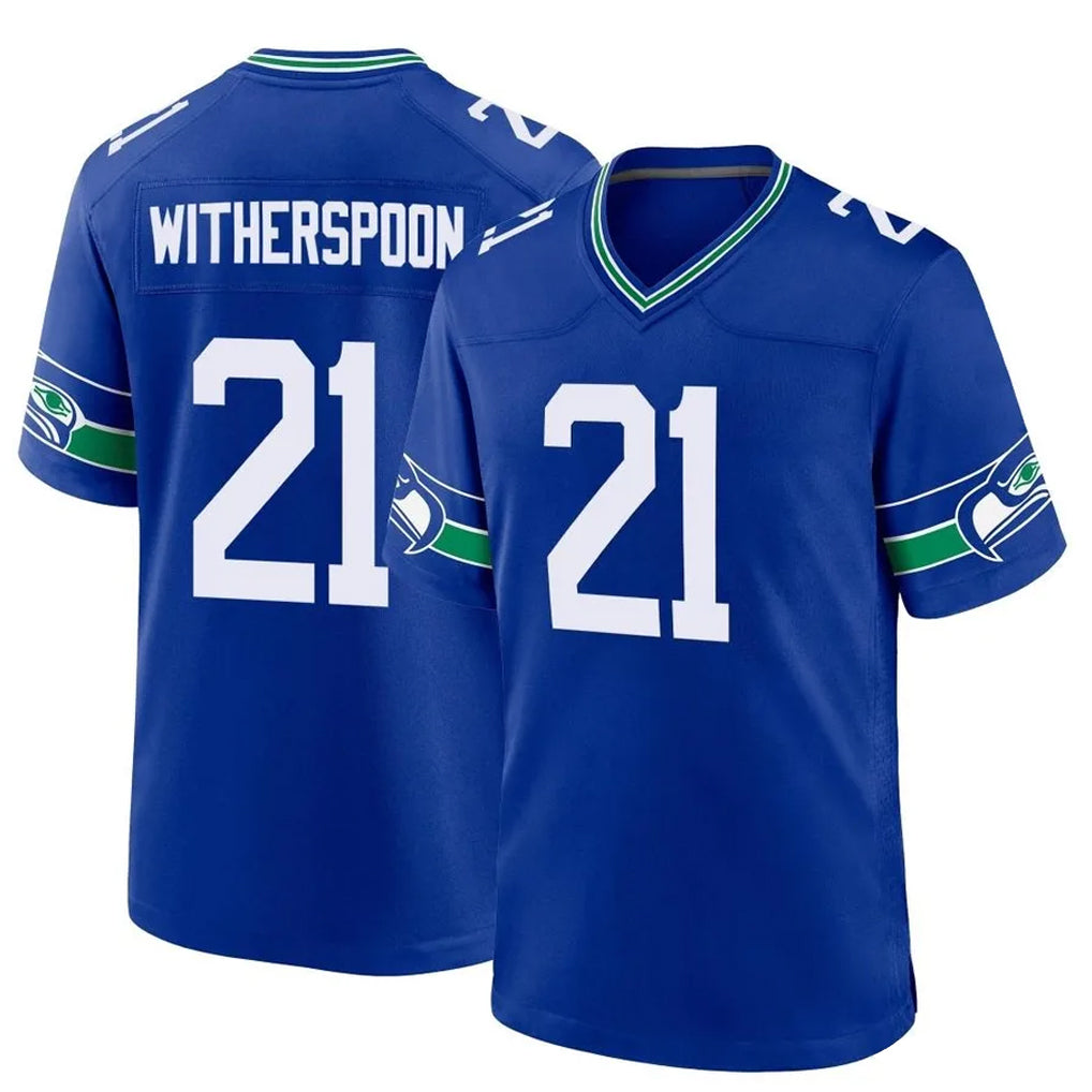 S.Seahawks #21 Devon Witherspoon Player Royal Throwback Home Game ROCER Stitched Jerseys