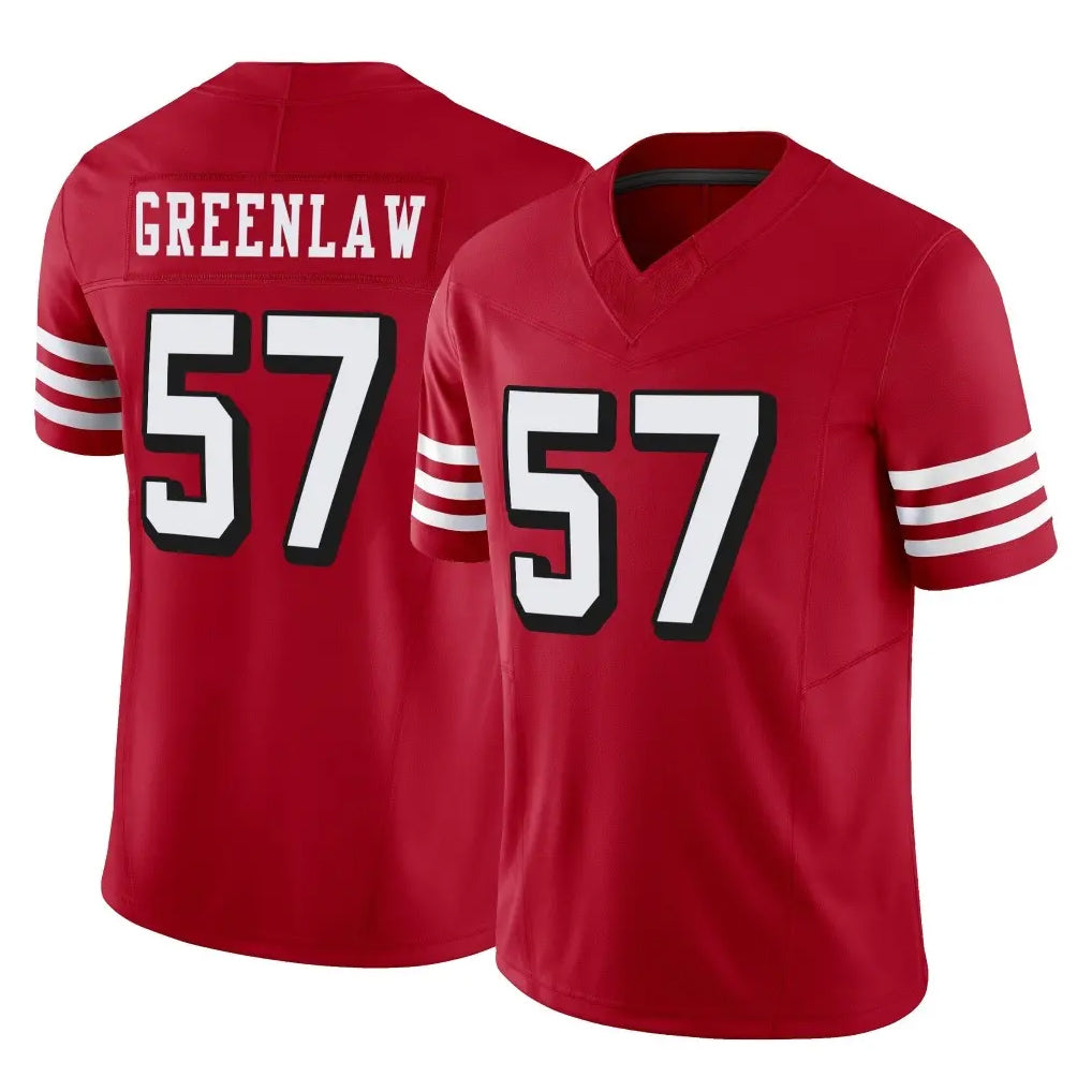 SF.49ers #57 Dre Greenlaw Player Red Limited Alternate Vapor F.U.S.E. Home Game ROCER Stitched Jerseys