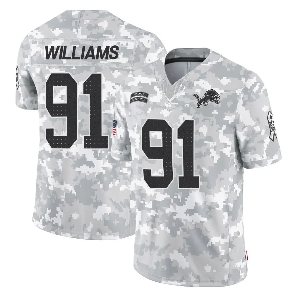 D.Lions #91 Tyleik Williams Player Arctic Camo Salute To Service Limited ROCER Stitched Jerseys