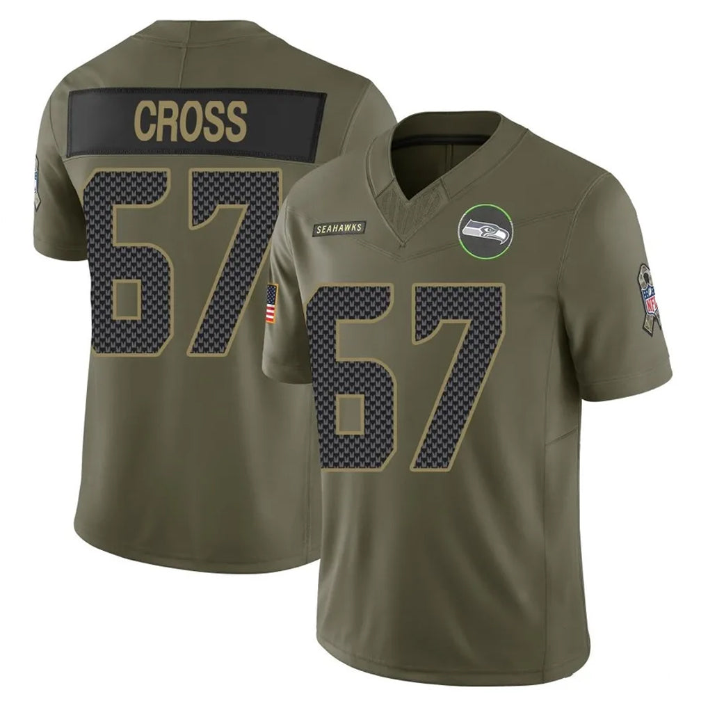 S.Seahawks #67 Charles Cross Player Olive 2025 Salute To Service Limited Home Game ROCER Stitched Jerseys