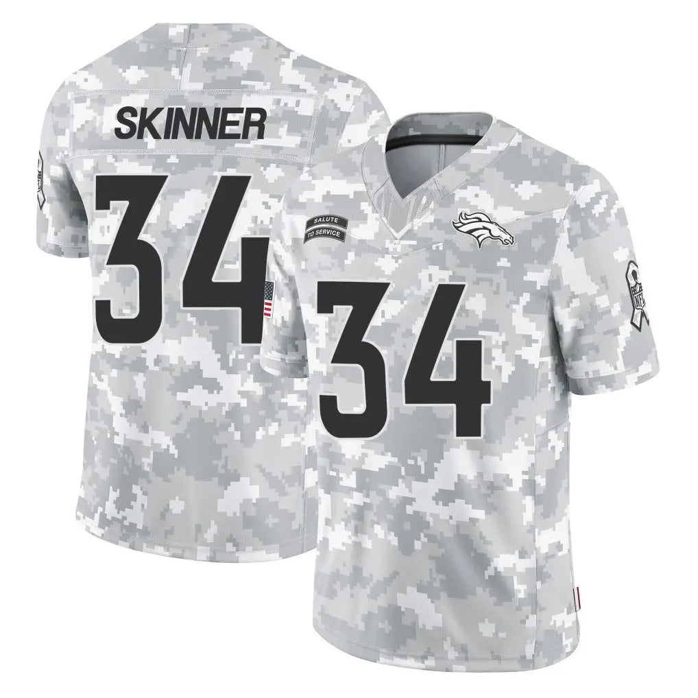 D.Broncos #34 JL Skinner Player Arctic Camo Salute To Service Limited ROCER Stitched Jerseys