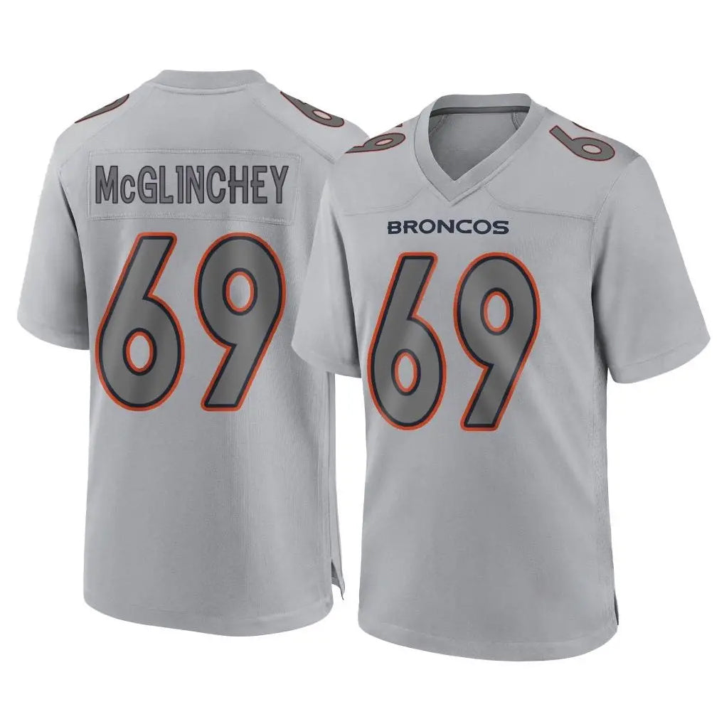 D.Broncos #69 Mike McGlinchey Player Gray Atmosphere Fashion Limited Game ROCER Stitched Jerseys