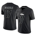 D.Broncos #17 Jaylen Waddle Player Black Reflective Limited ROCER Stitched Jerseys