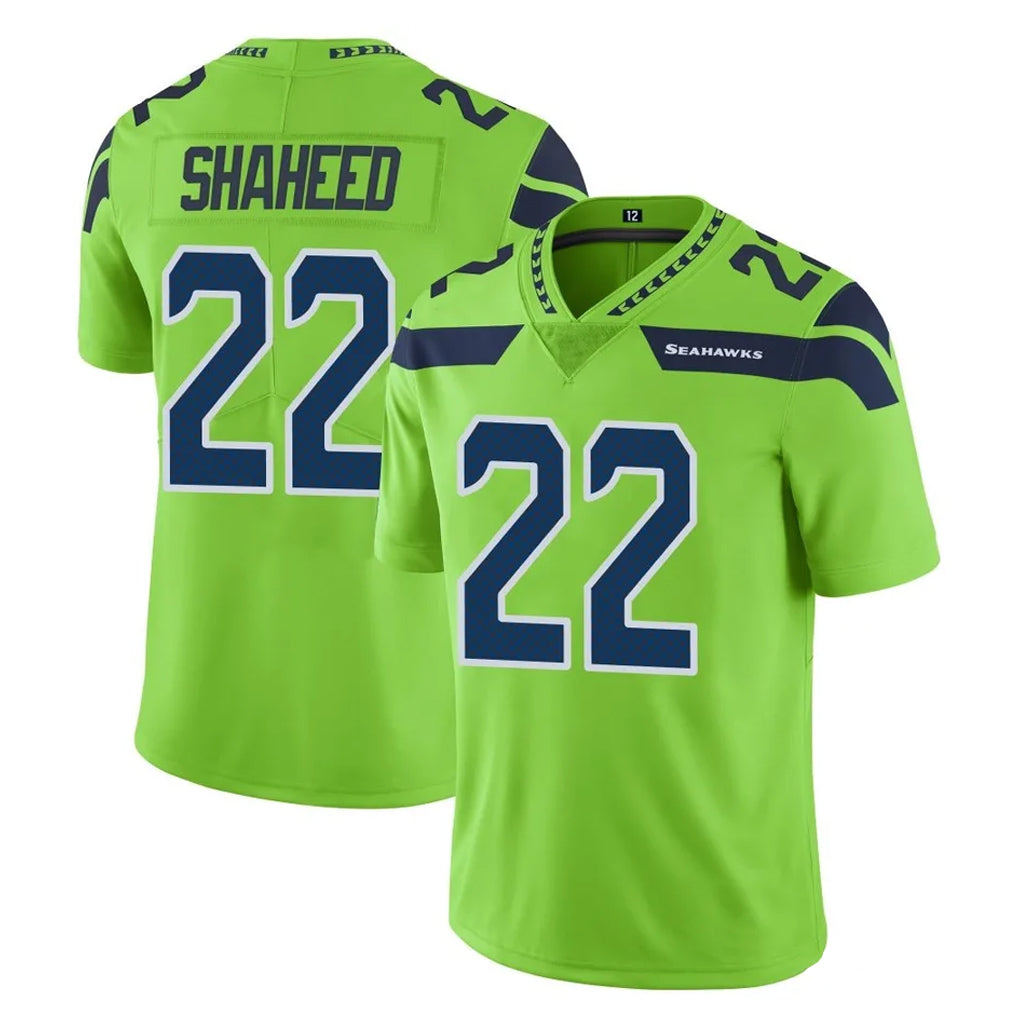 S.Seahawks #22 Rashid Shaheed Player Green Limited Color Rush Home Game ROCER Stitched Jerseys