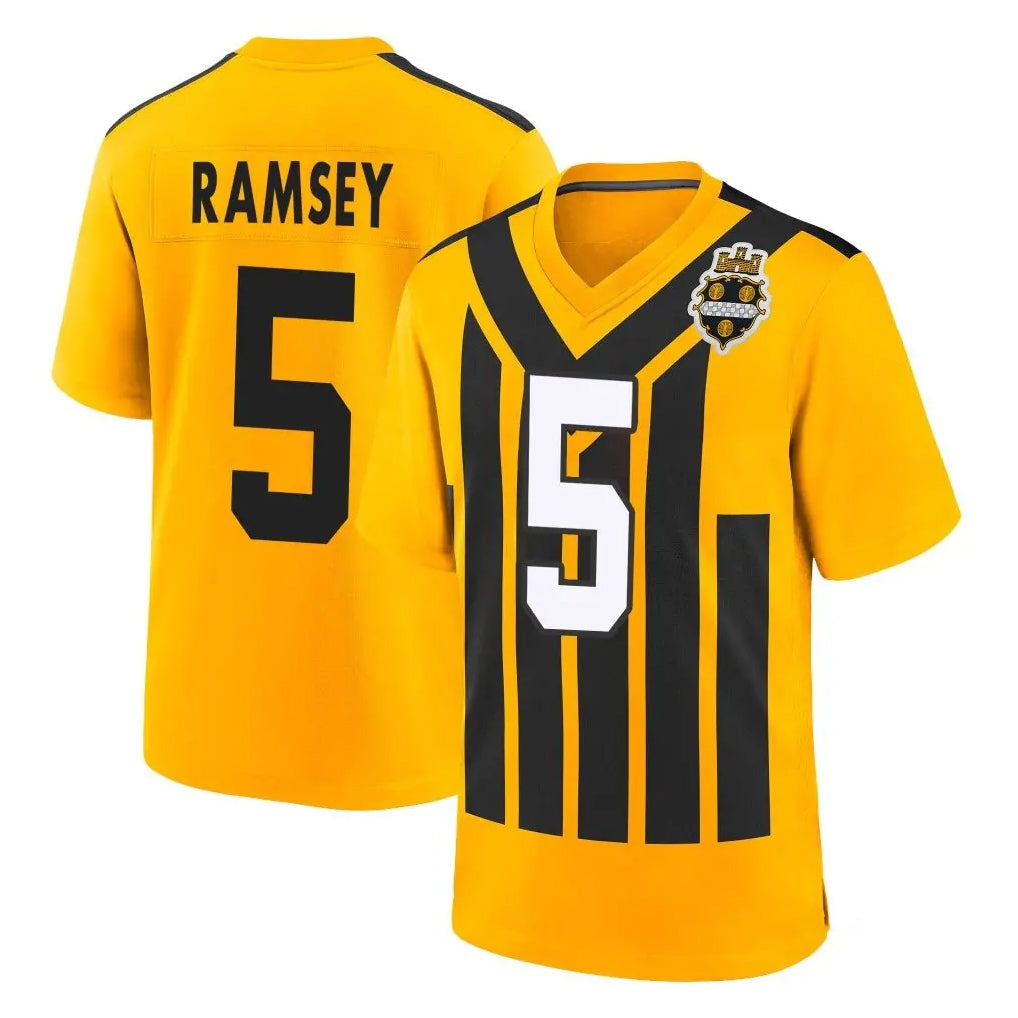 P.Steelers #5 Jalen Ramsey Player Gold Limited 1933 Throwback Home Game ROCER Stitched Jerseys