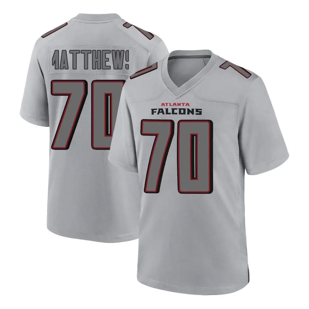 A.Falcons #70 Jake Matthews Branch Player Gray Fashion Home Game ROCER Stitched Jerseys