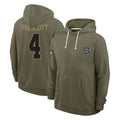 D.Cowboys #4 Dak Prescott Player Olive Salute to Service Pullover Hoodies Limited ROCER Stitched Jerseys