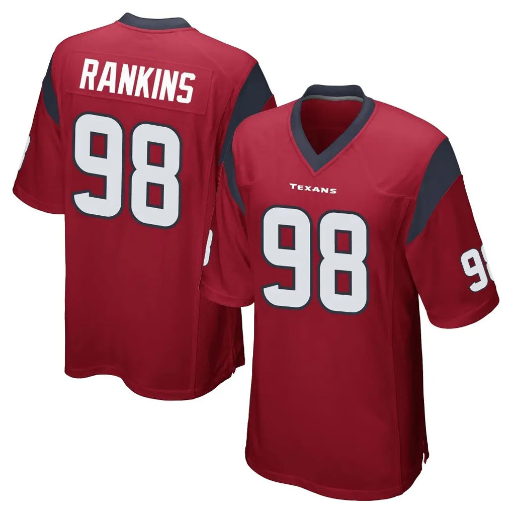 H.Texans #98 Sheldon Rankins Player Red Home Game ROCER Stitched Jerseys