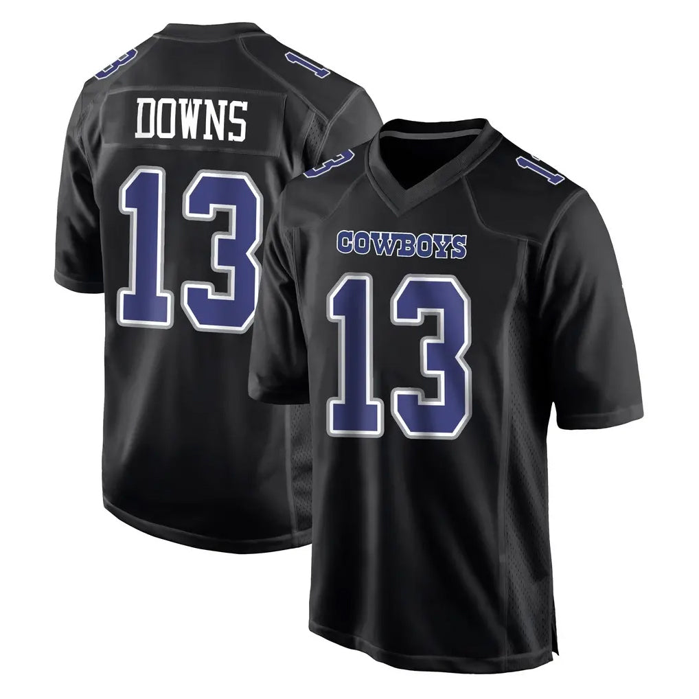 D.Cowboys #13 Caleb Downs Player Carbon Black Fashion Home Game ROCER Stitched Jerseys