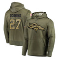 D.Broncos #27 J.K. Dobbins Player Olive Salute to Service Pullover Hoodies Home Game ROCER Stitched Jerseys