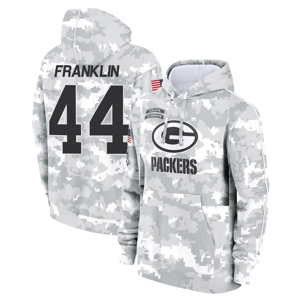 GB.Packers #44 Zaire Franklin Player Arctic Camo Salute to Service Hoodies Limited Game ROCER Stitched Jerseys